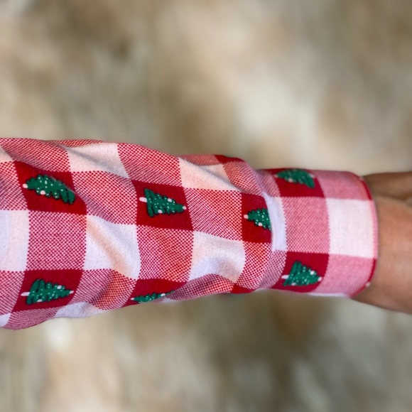 Westbound Plaid Christmas Tree Long Sleeve Turtleneck Blouse, Medium - Picture 6 of 13